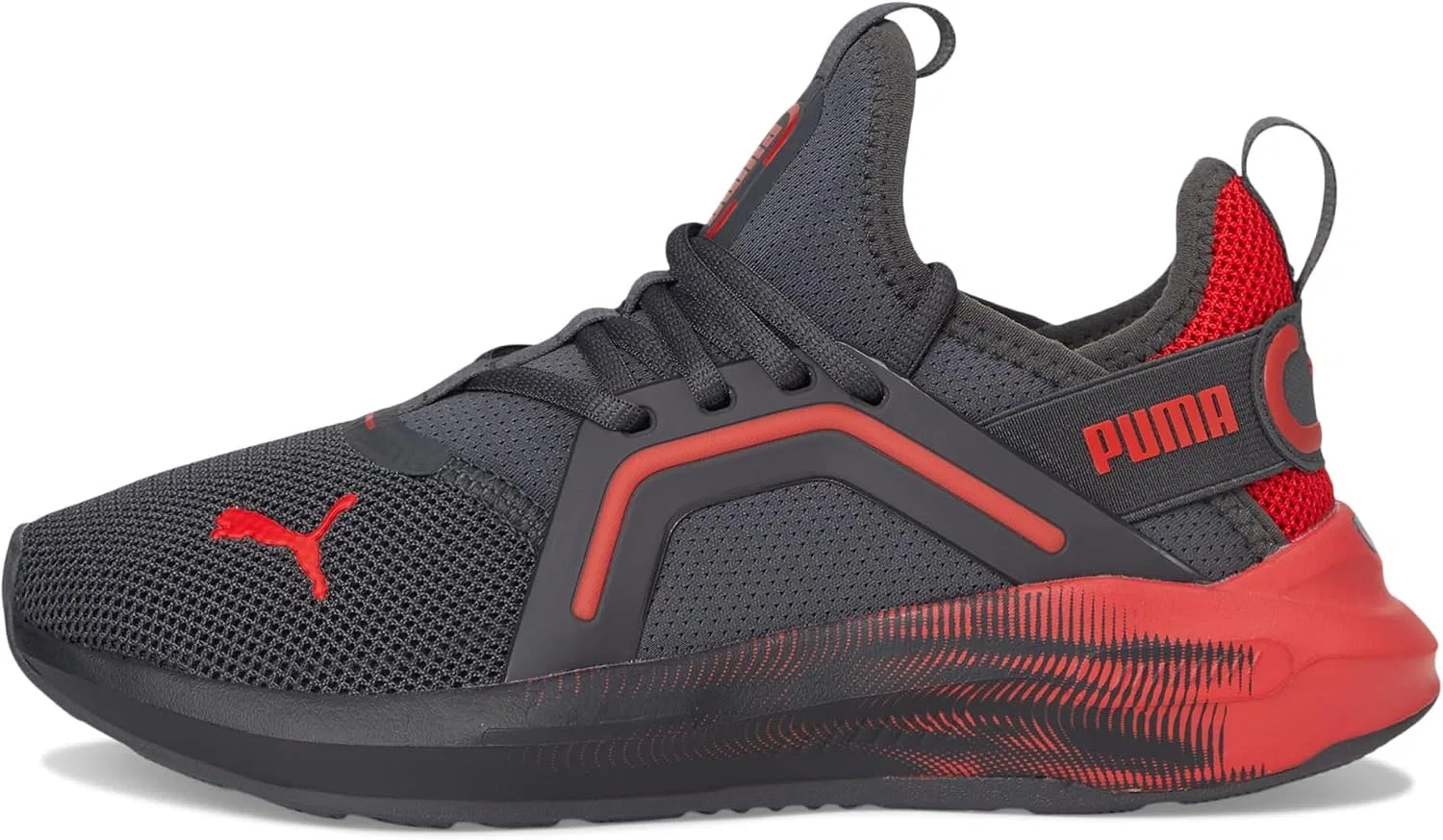 Детские кроссовки для мальчиков с шнуровкой Enzo 5 Blizzrizz PUMA, Dusky Gray/All Time Red — фото 4