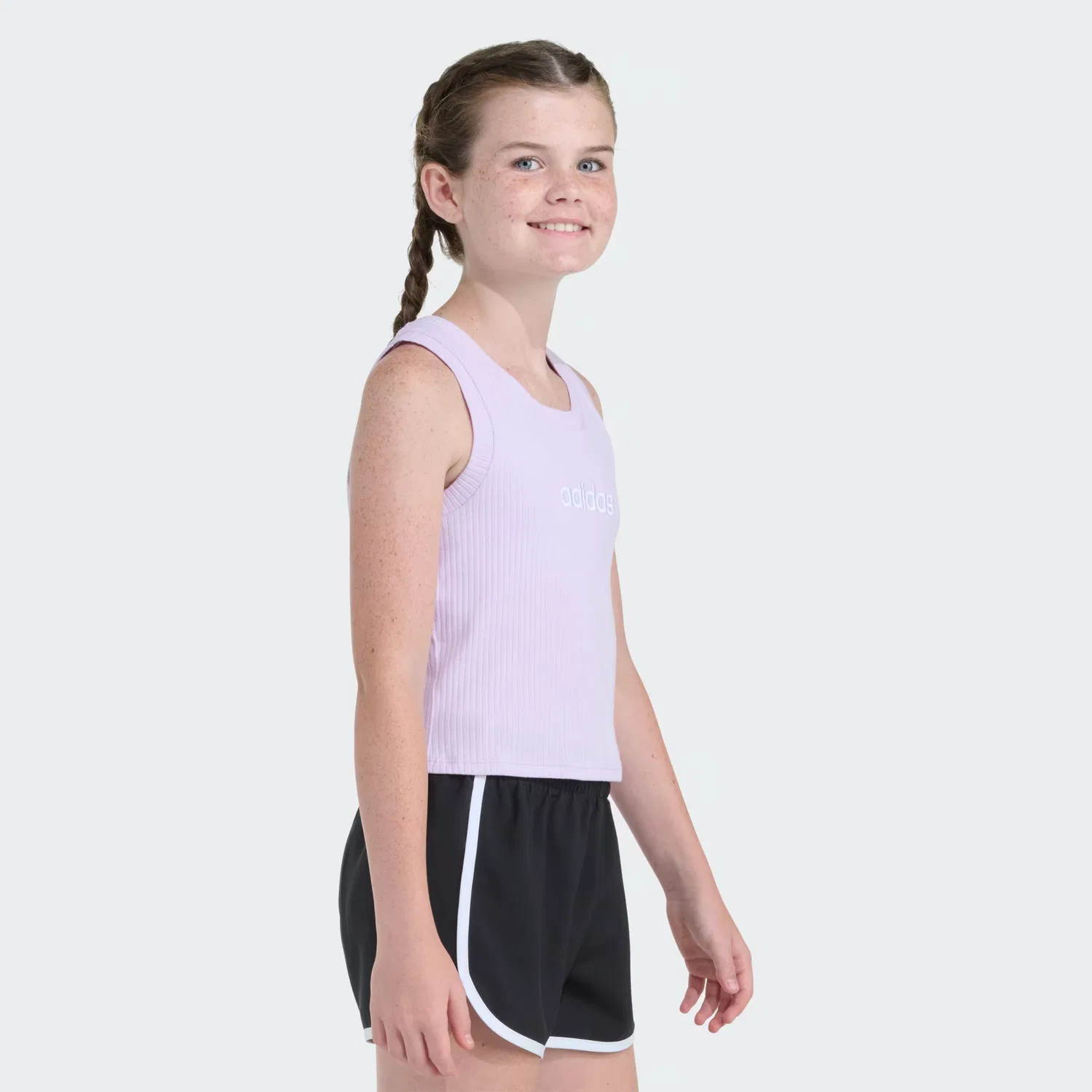 Детская майка в рубчик SS Rib Tank Adidas Sportswear, светло-лавандовый — фото 2