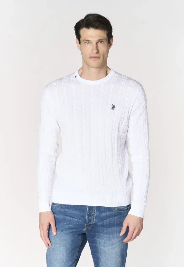 Джемпер с кабельной вязкой Jumper U.S. Polo Assn., Bianco, белый