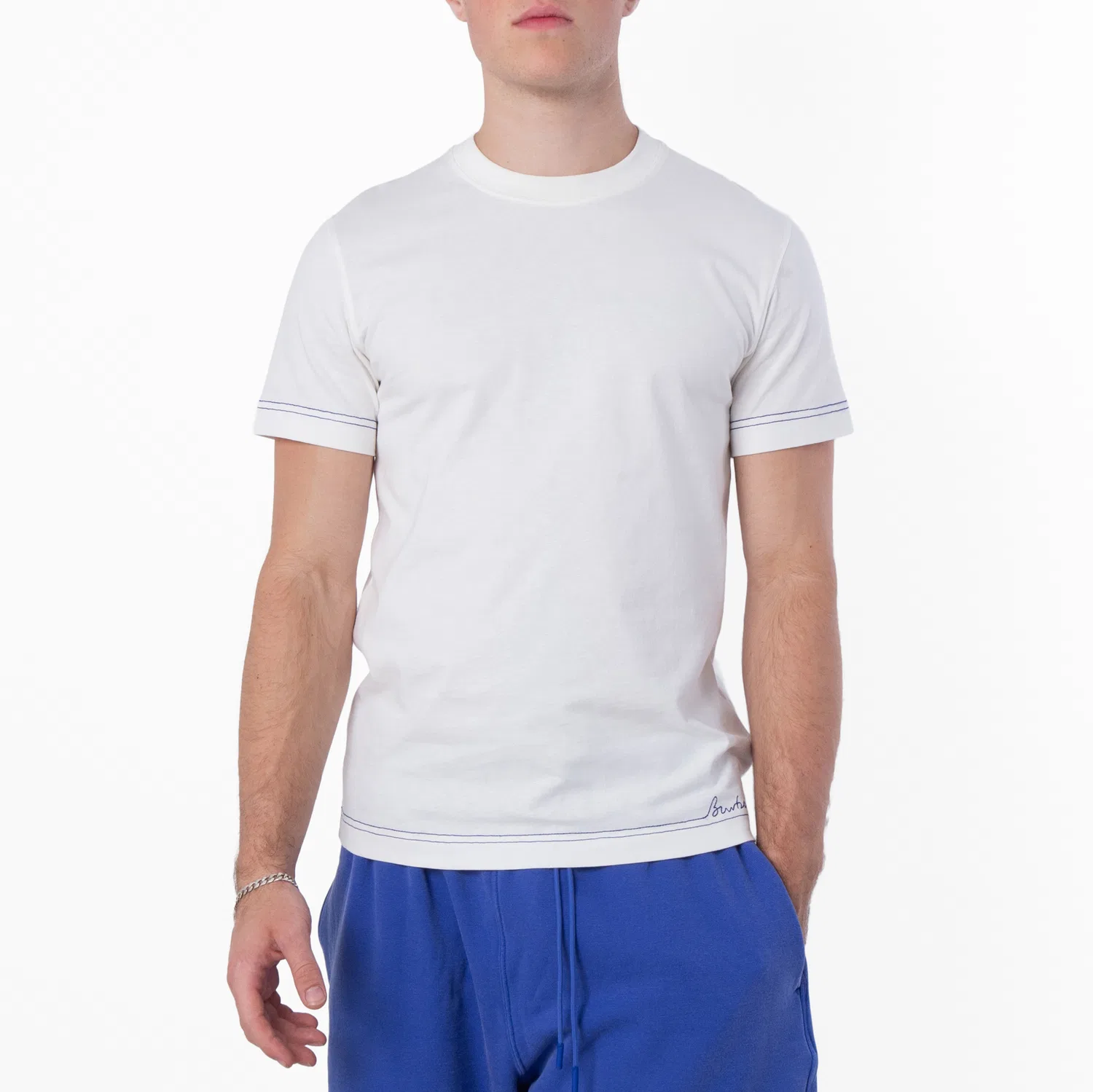 Футболка хлопковая с вышитым логотипом Logo-Embroidered Cotton Crewneck T-Shirt Burberry, Salt