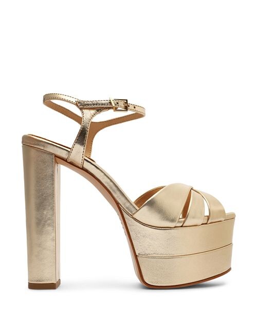 Женские сандалии на платформе Keefa с ремешком на щиколотке SCHUTZ, цвет Gold — фото 2