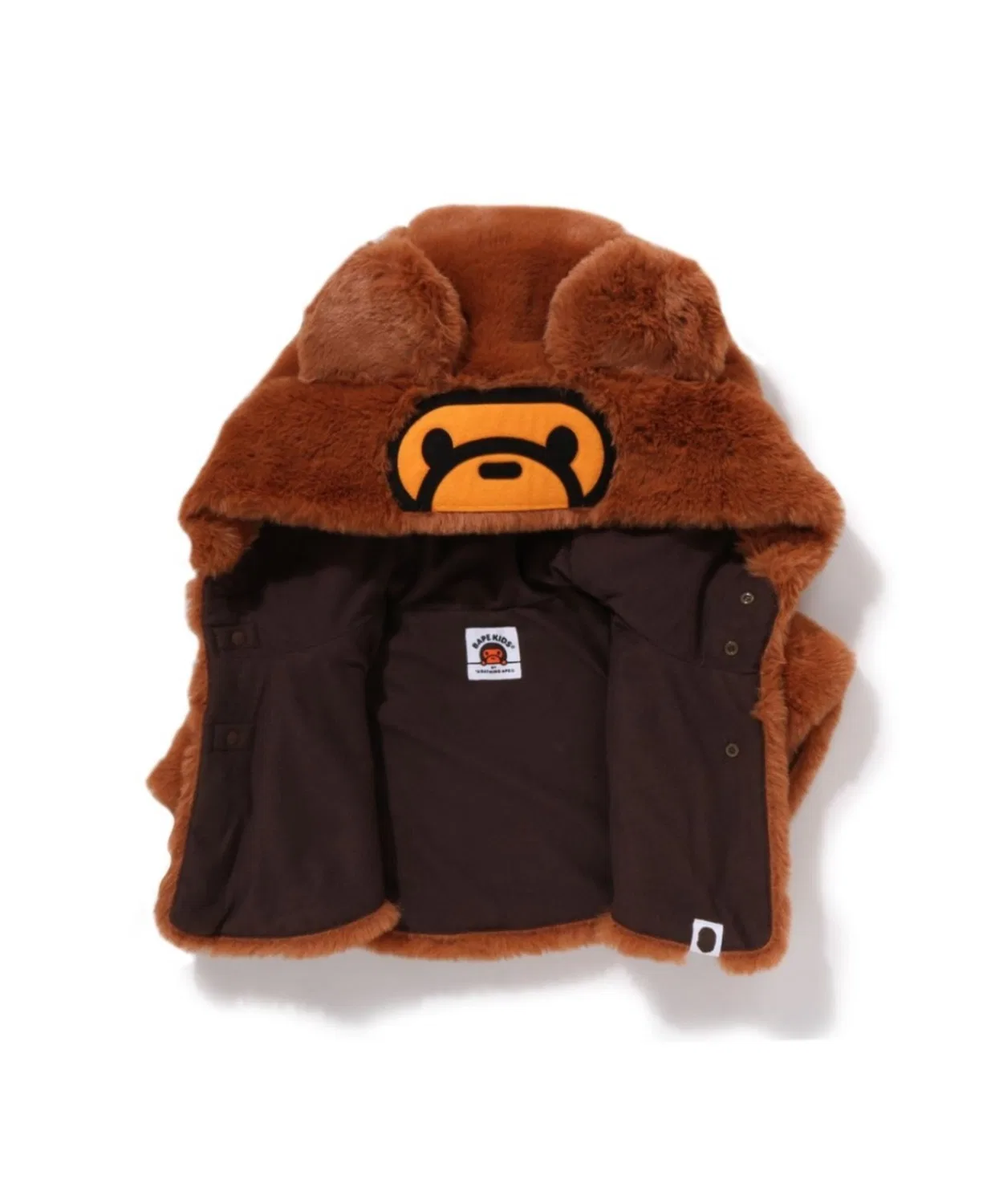 Детская пончо из флиса BABY MILO Fluffy Cape A BATHING APE, Коричневый — фото 3