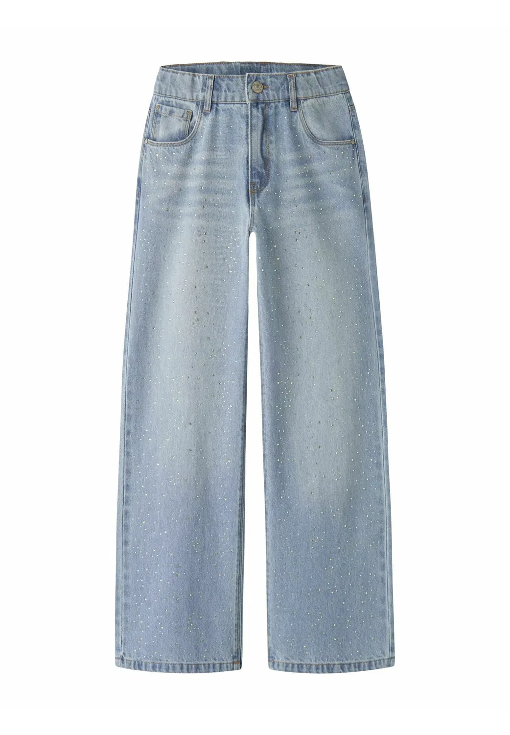 Джинсы со стразами, свободного кроя, расклешенные джинсы Name It, Light Blue Denim — фото 3