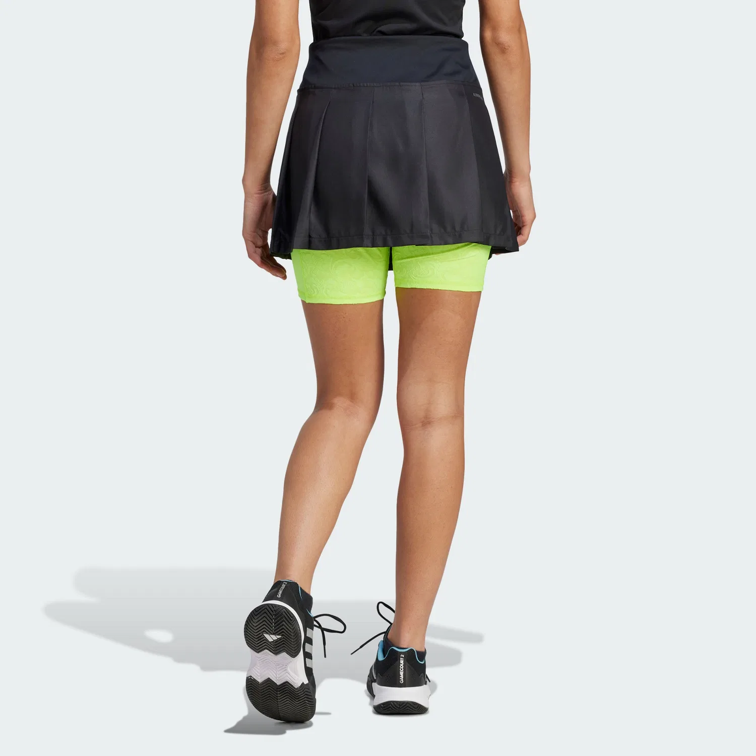 Женский комплект из мини-юбки и шорт Adidas, Black Mini Skirt/Bright Lemon Shorts — фото 4