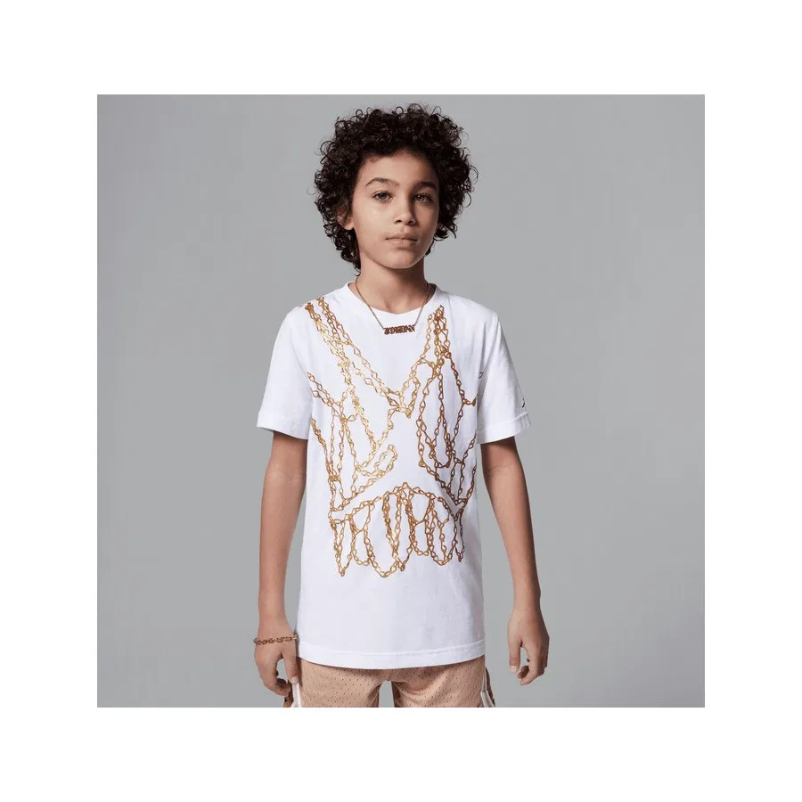 Детская футболка с принтом Jordan Jdb Mj Brand Jm Chain Ss Crew Nike, Черный