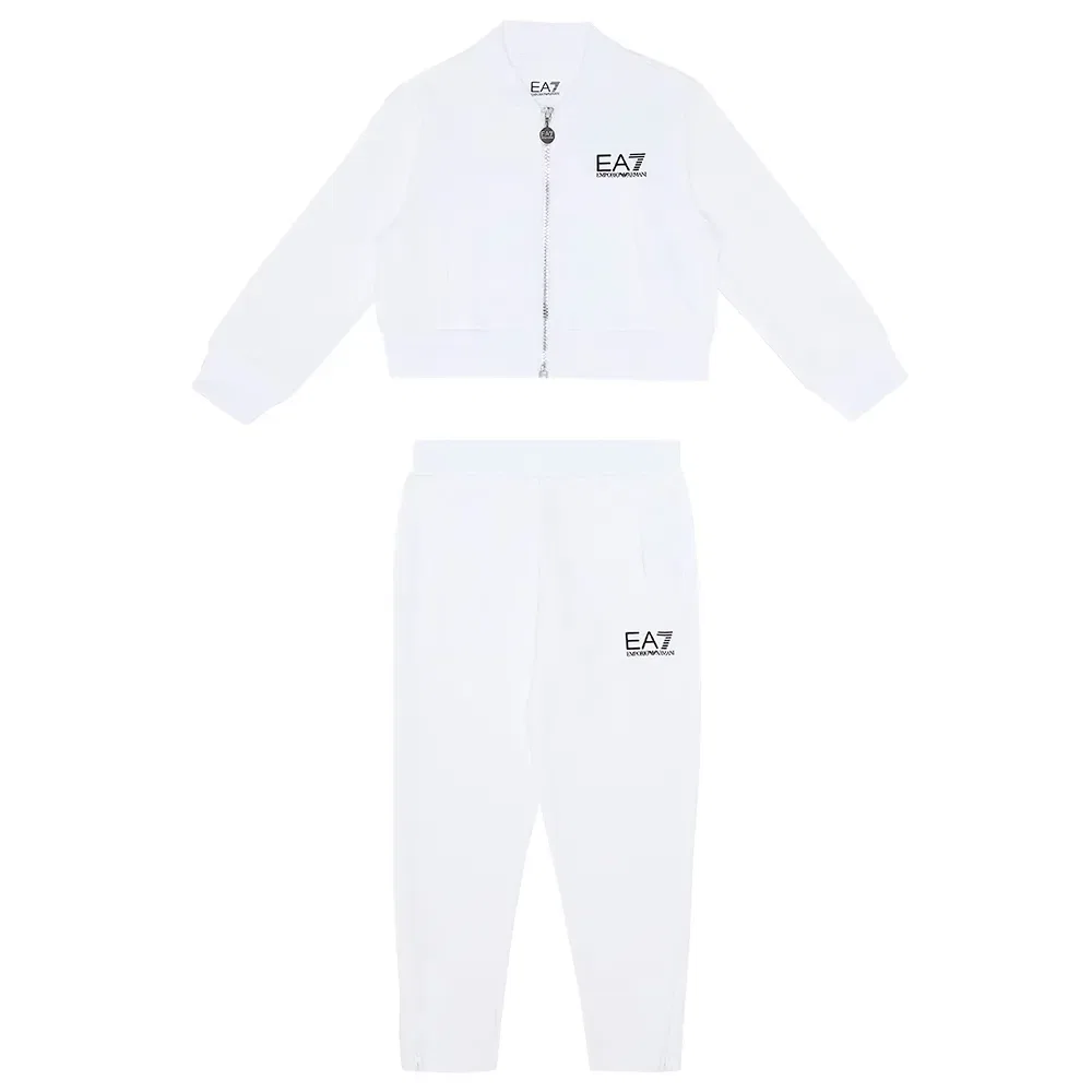 Детский спортивный костюм для девочек с молнией EA7 EMPORIO ARMANI, White