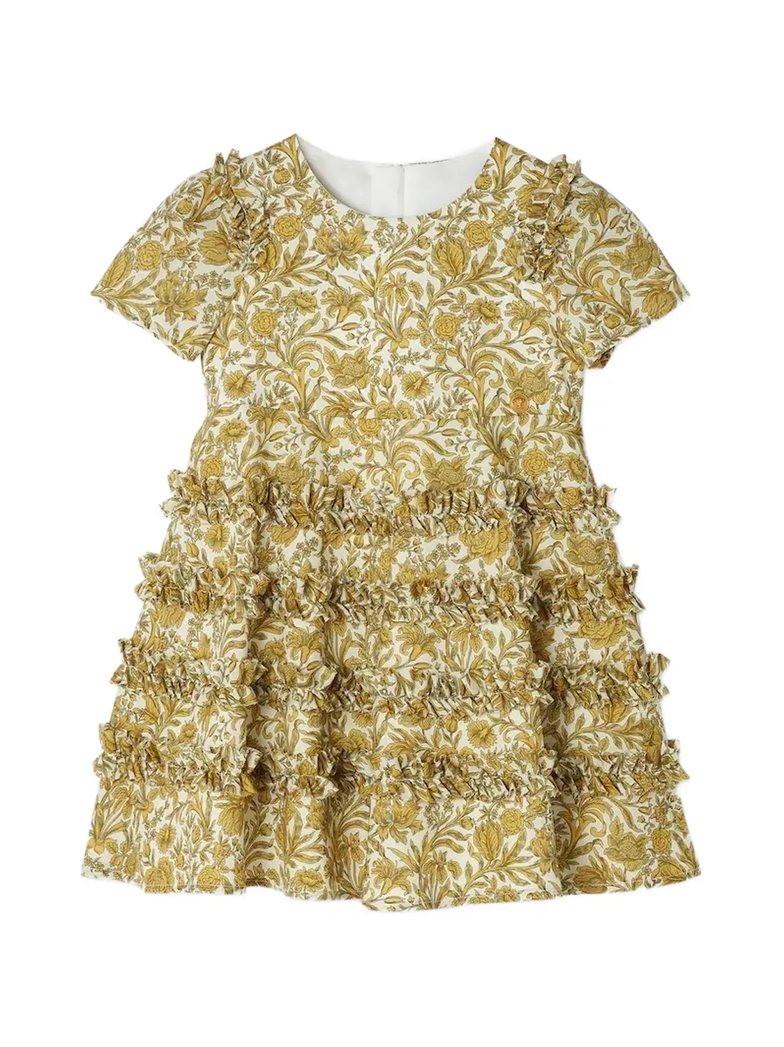 Поплиновое платье Liberty с оборками Versace Kids, белый