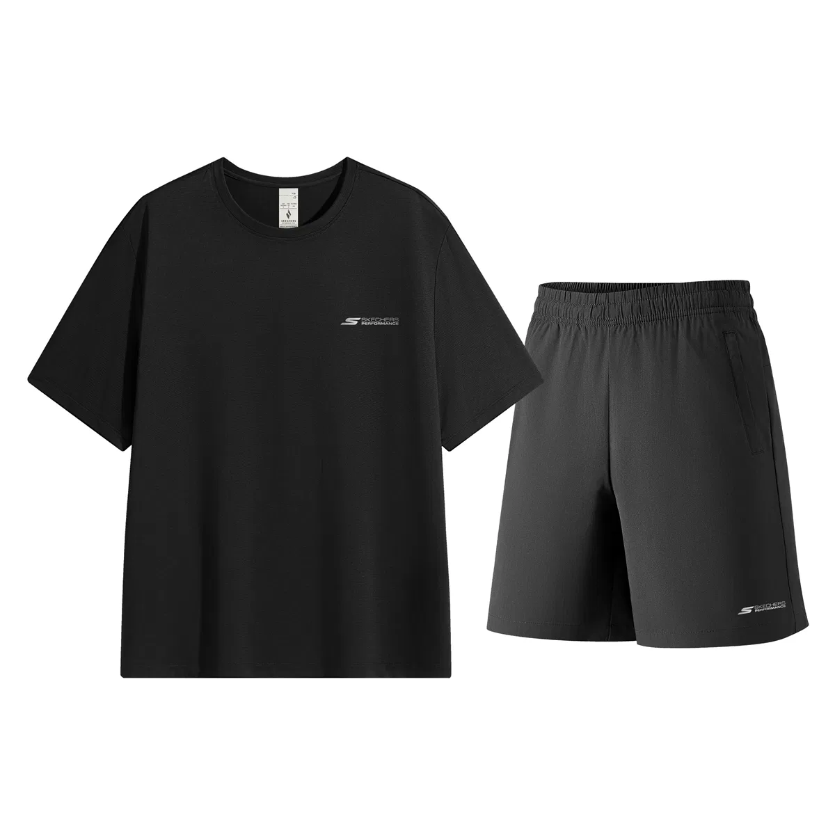 Детский комплект спортивной одежды Skechers, Twilight Khaki Top Carbon Black Shorts — фото 3