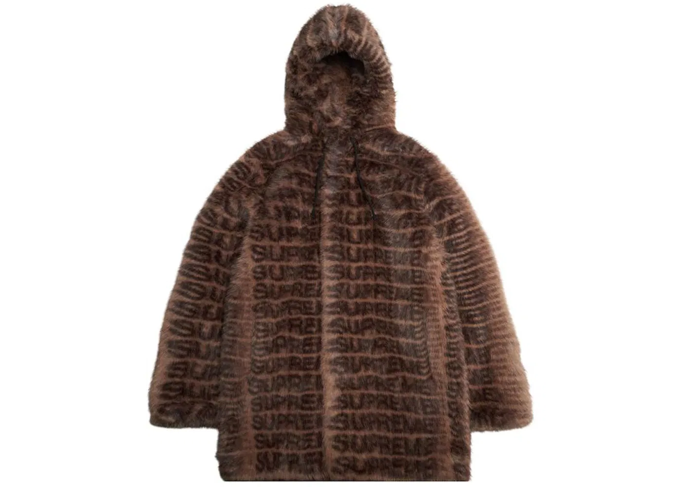 Мужское пальто из искусственного меха с капюшоном Supreme, Brown