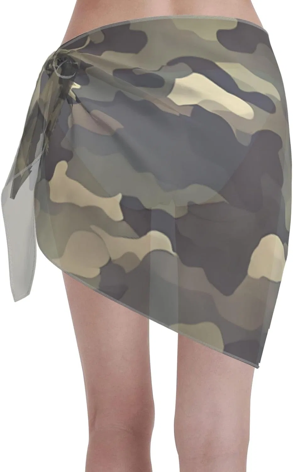 Женский пляжный саронг с принтом кактуса, Green Black Camouflage — фото 2