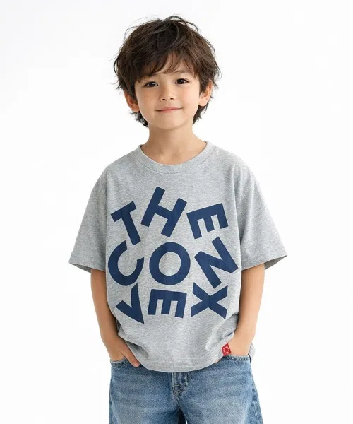 Детская футболка с принтом Random Logo / Wide-T CONVEX, Heather Gray