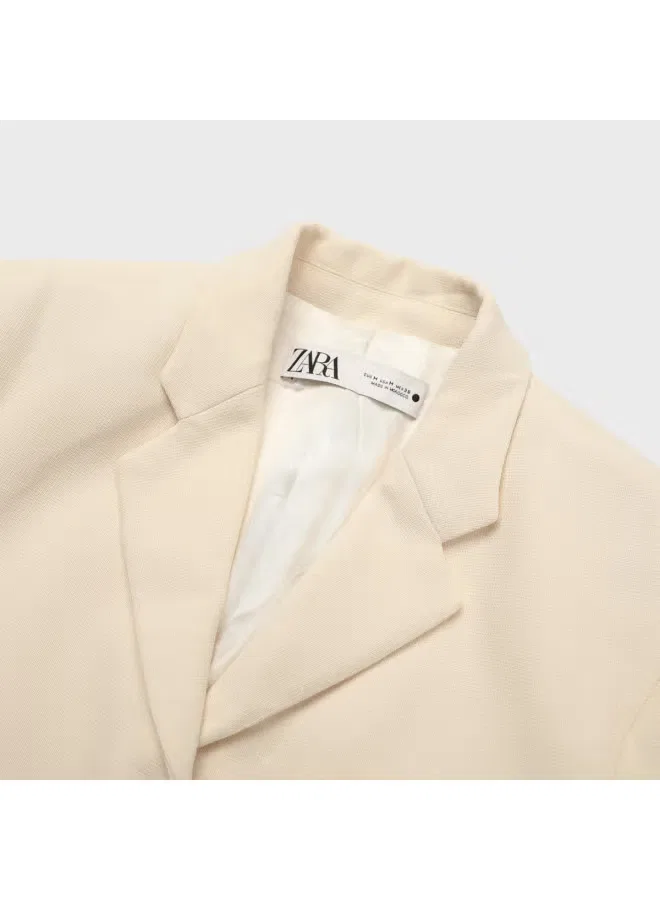 Костюм деловой с подплечниками Zara, бежевый — фото 4