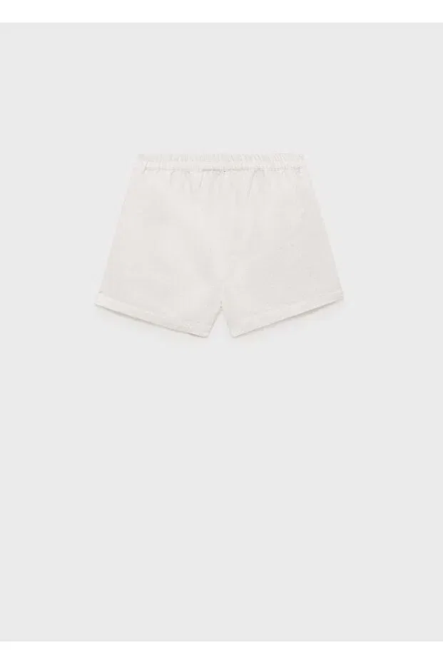 Детские шорты для девочек льняные Mango Kids, White — фото 3