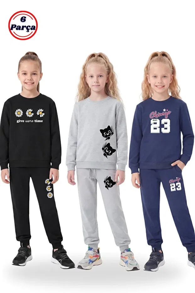Детский комплект спортивных костюмов с принтом Fyk Kids, Black-Grey-Navy Blue