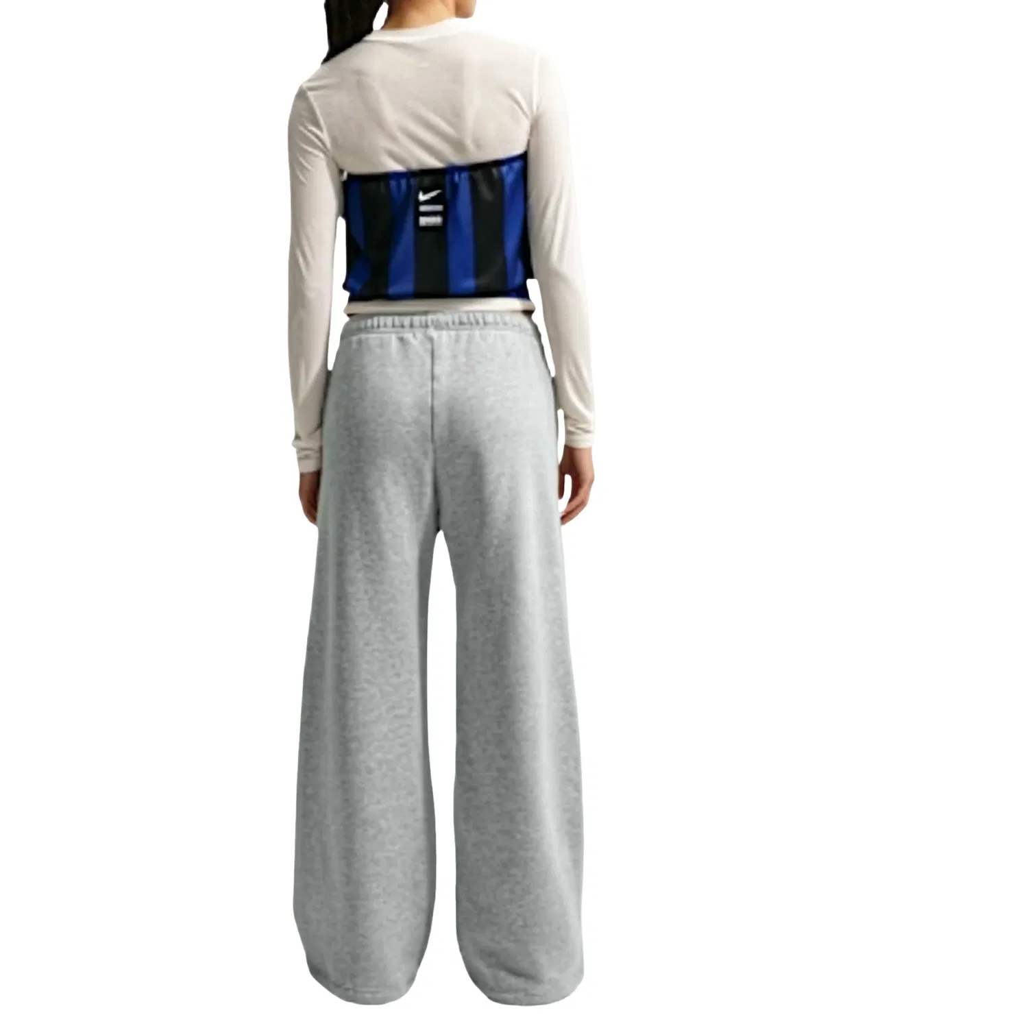 Женские брюки Studio Fleece Medium Mid-Rise Wide-Leg Pants 'Dark Grey Heather' Nike, Dark Grey Heather — фото 3