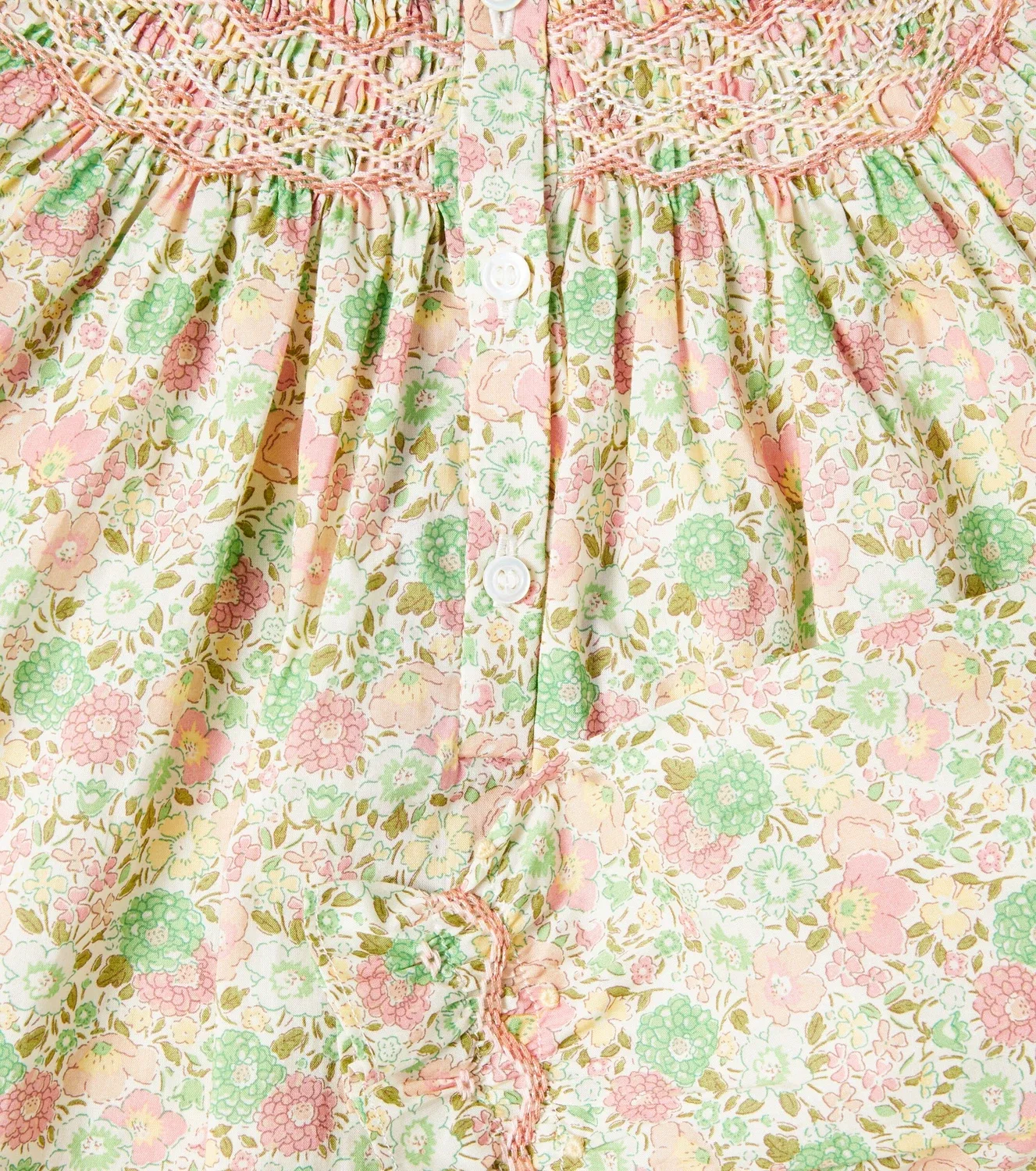 Блузка хлопковая с длинным рукавом Fl Rose Pale Bonpoint, белый — фото 3