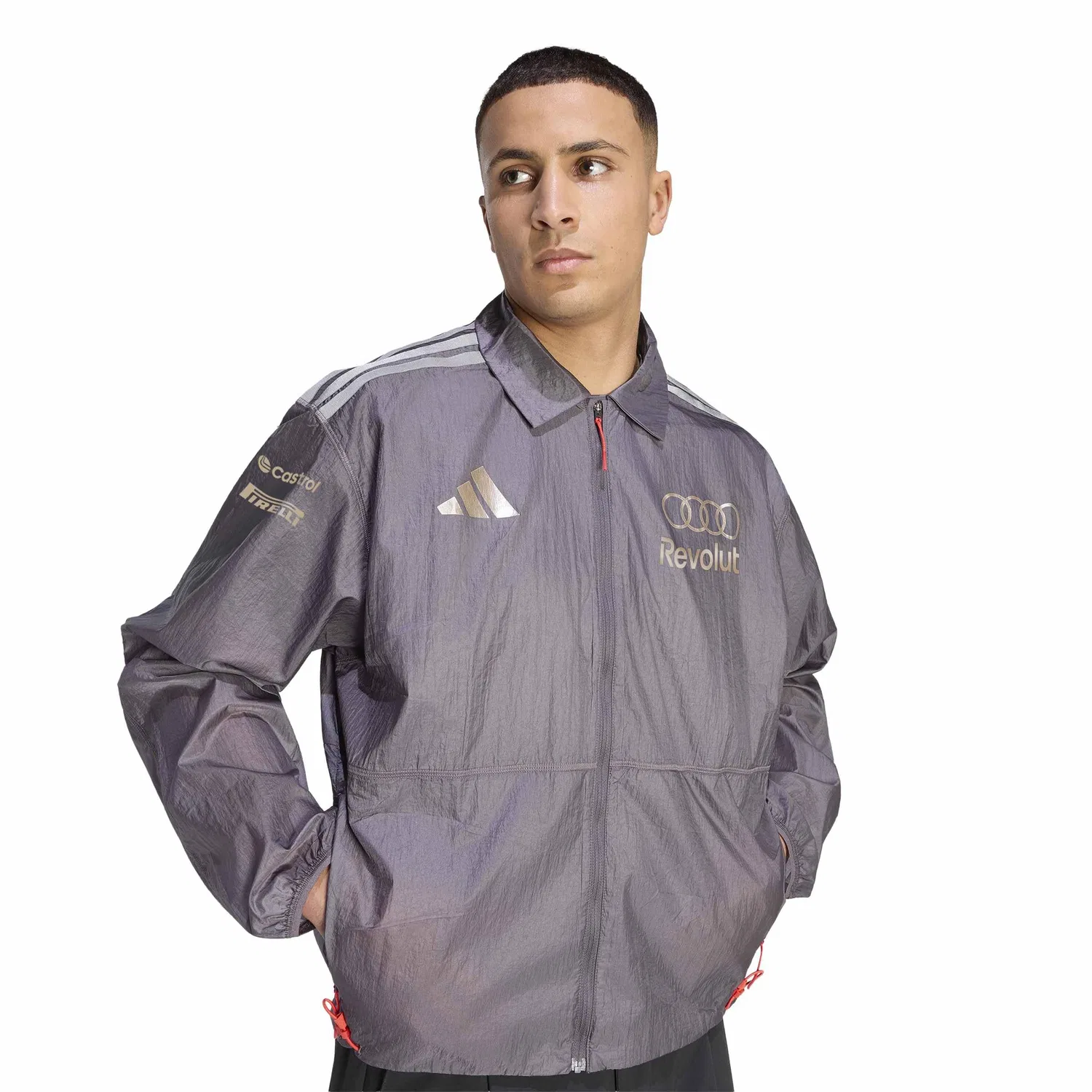 Мужская куртка с принтом Audi Formula One Team Driver Paddock adidas, Grey Layer — фото 4