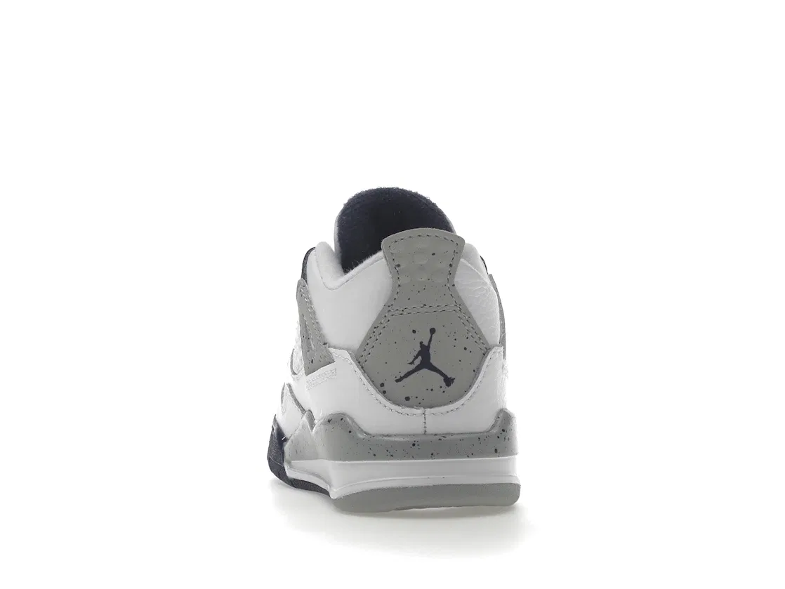 Детские кроссовки с кожаным верхом Jordan 4 Retro, White/Midnight Navy/Light Smoke Grey/Fire Red — фото 4