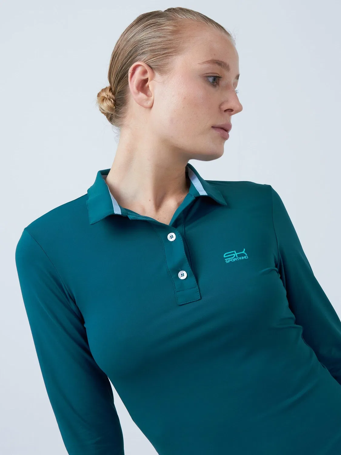 Спортивная рубашка-поло с длинным рукавом Sportkind Performance Shirt, цвет Петровый — фото 3