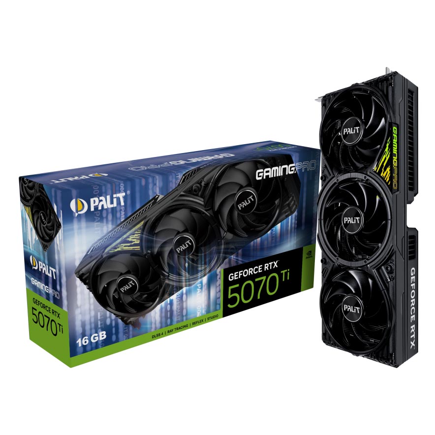 

Видеокарта Palit GeForce RTX 5070 Ti GamingPro, 16 Гб, черный