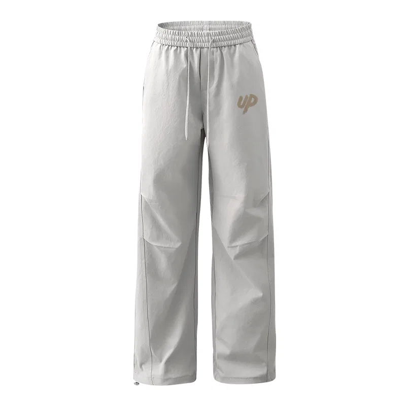 Детские парашютные штаны с плиссировкой Parachute Pleated MINISO, White Gray (B Up Pants Logo)