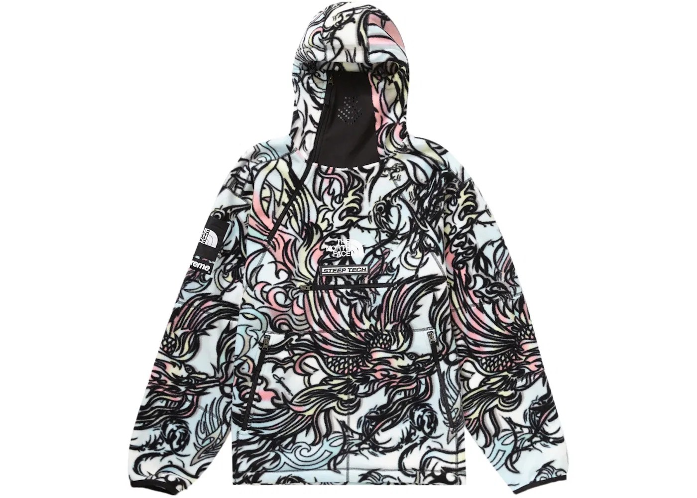 Мужской пуловер с принтом Supreme The North Face Steep Tech Fleece, Multicolor Dragon