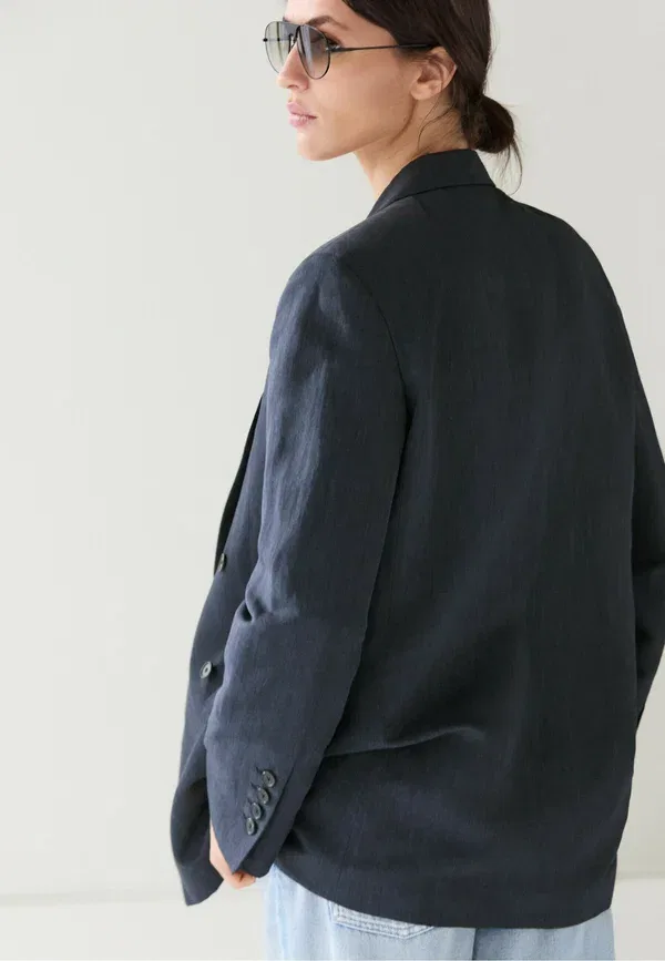 Пальто махра Massimo Dutti mottled dark blue, темно-синий — фото 3