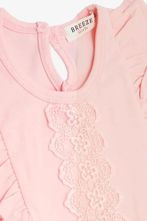 Детская футболка для девочек с вышивкой Breeze, Pink — фото 3