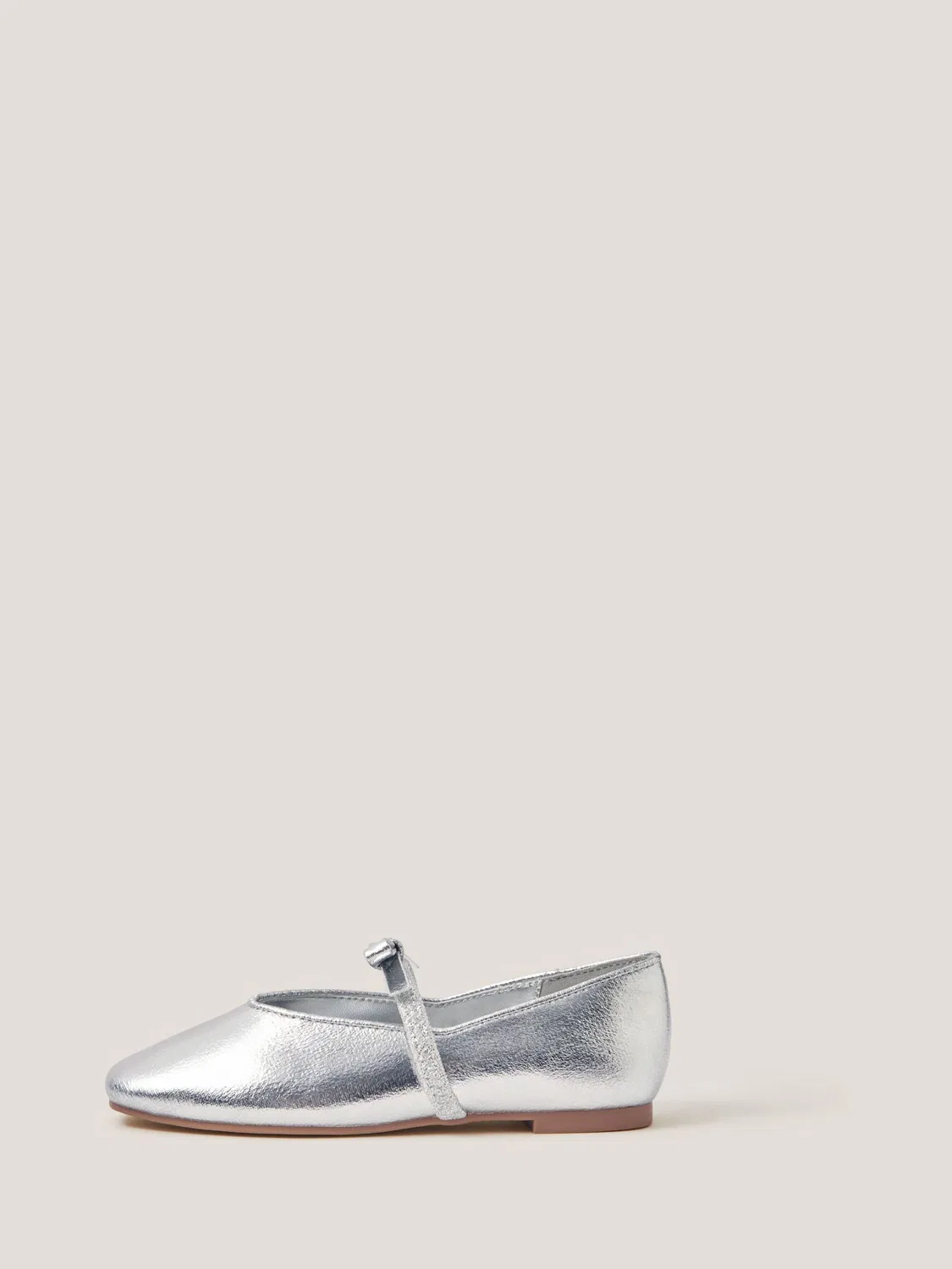 Балетки с бантом, Metallic Monsoon, Silver — фото 3