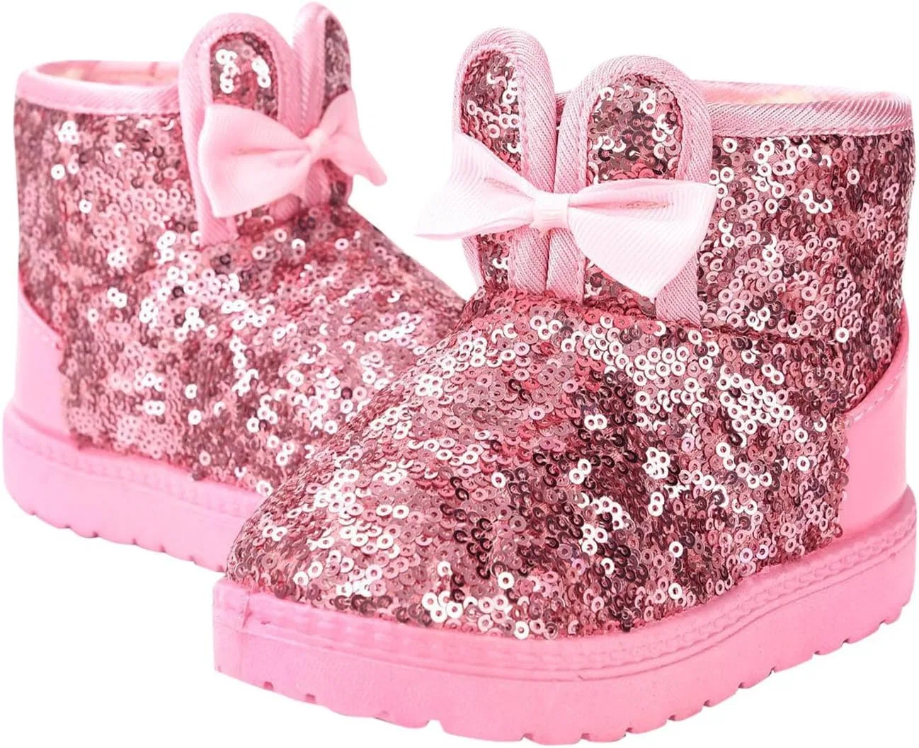 Детские зимние сапоги для девочек с блестками и мехом Zzalalana, Pink