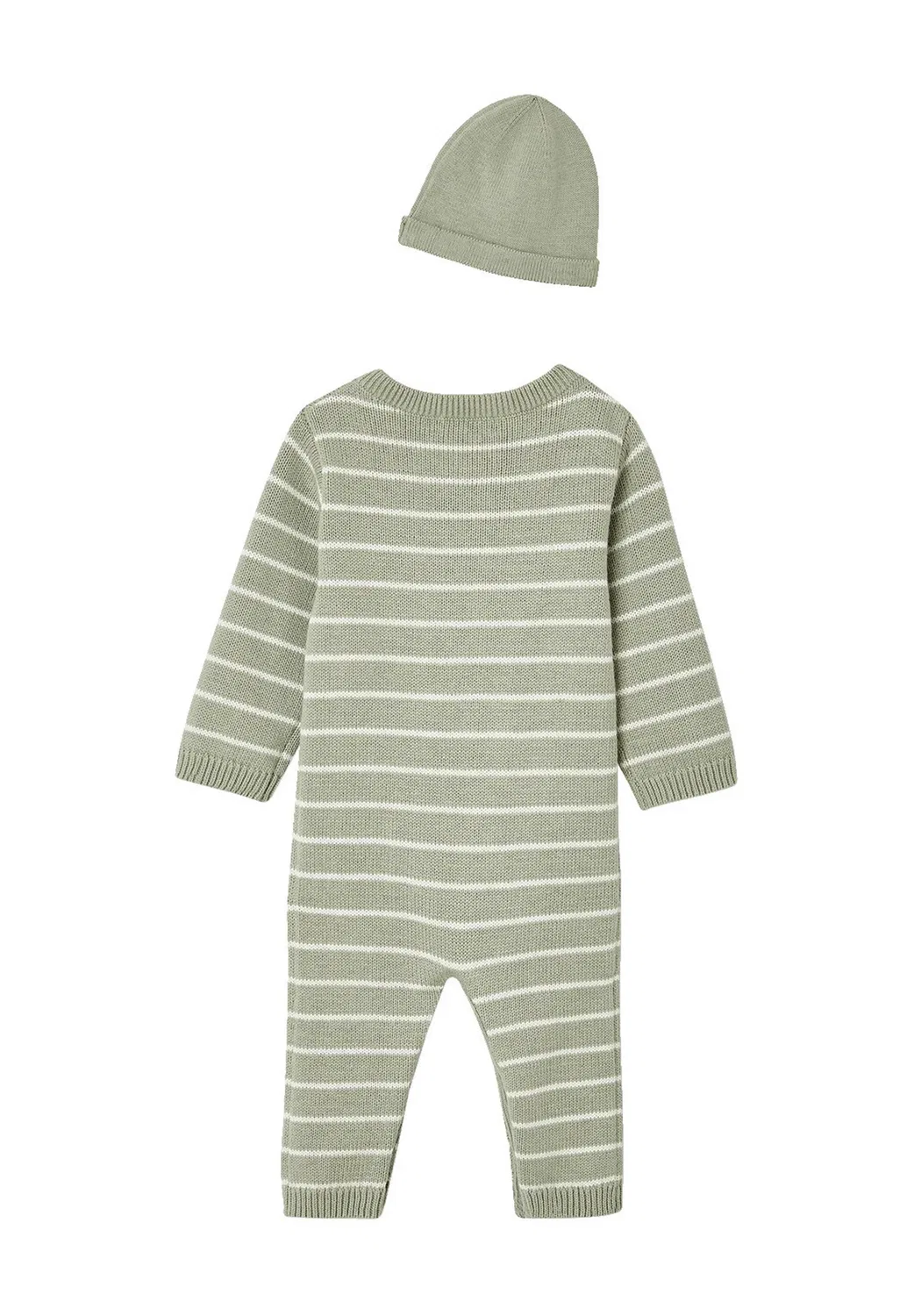 Вязаный комбинезон и шапочка для малыша Vertbaudet, Sage Green — фото 2
