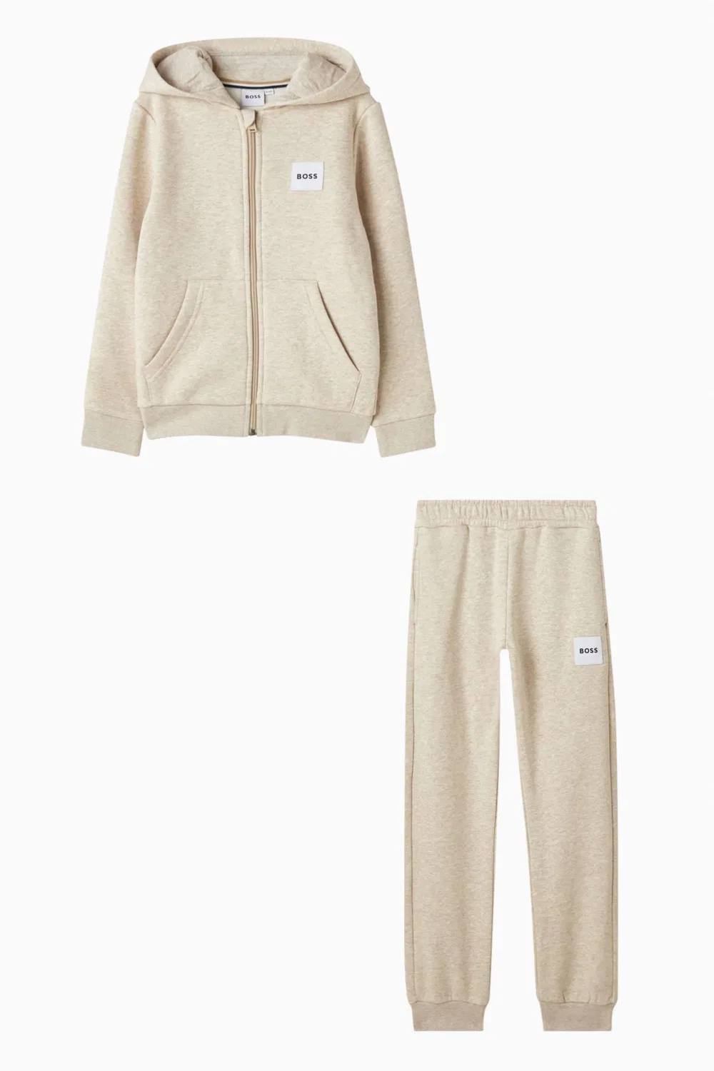 Комплект худи и штанов из флиса с логотипом BOSS Kidswear, белый — фото 2