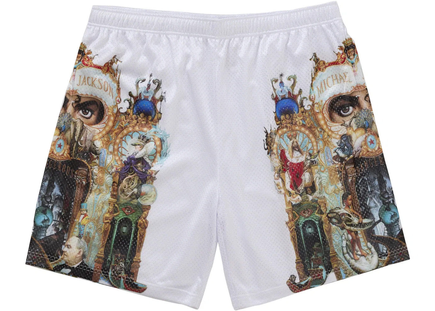 Мужские шорты из сетки с принтом Michael Jackson Dangerous Supreme, White