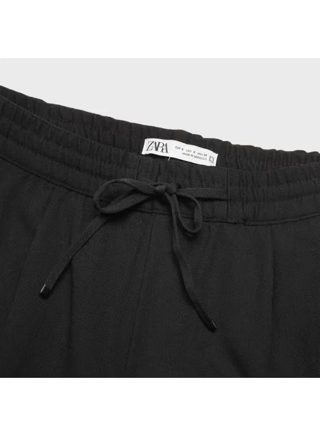 Брюки на завязках с коническим кроем Zara, черный — фото 4