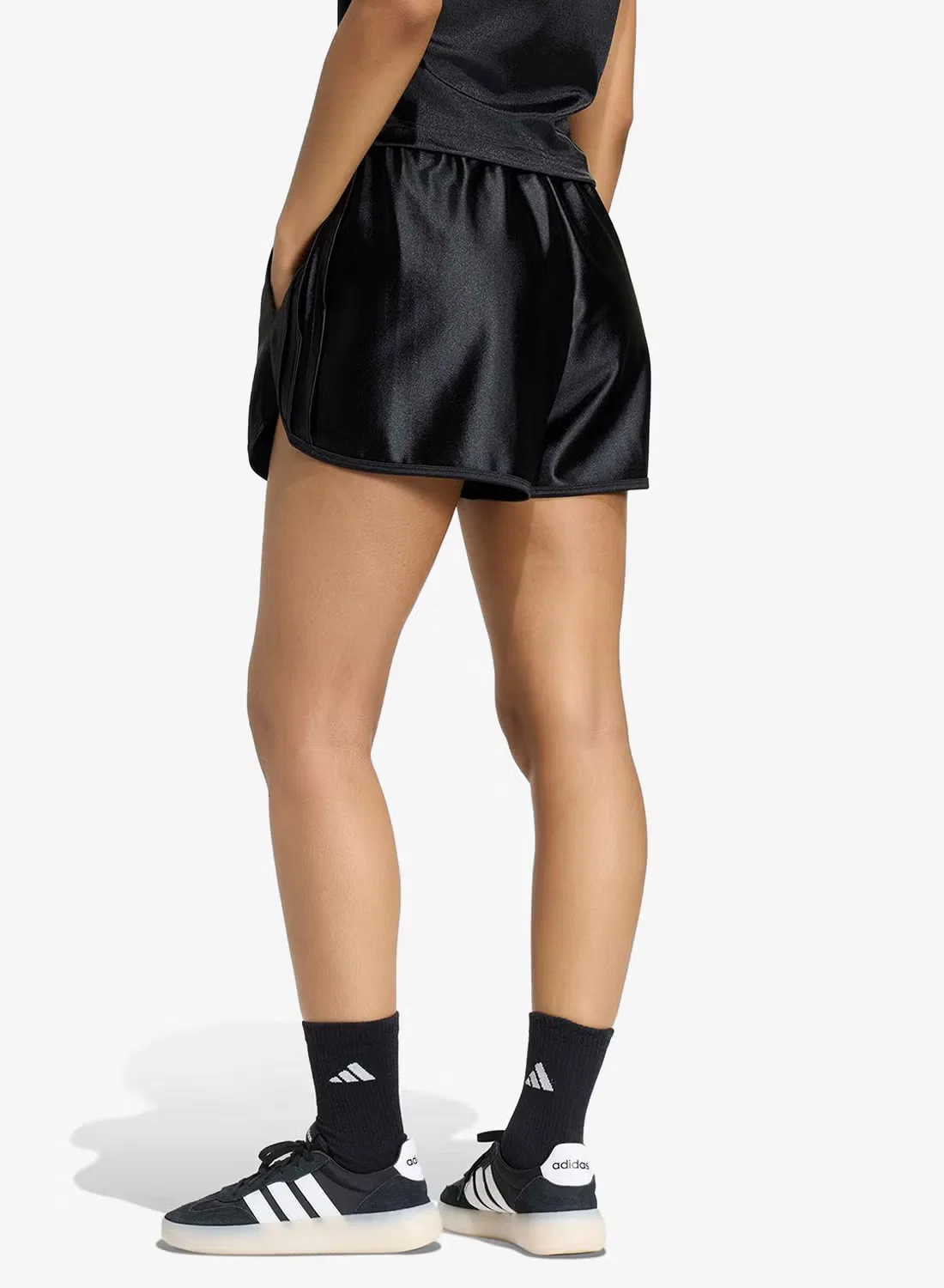 Шорты свободного кроя с атласной отделкой Seasonal Essentials, Adidas, черный — фото 2