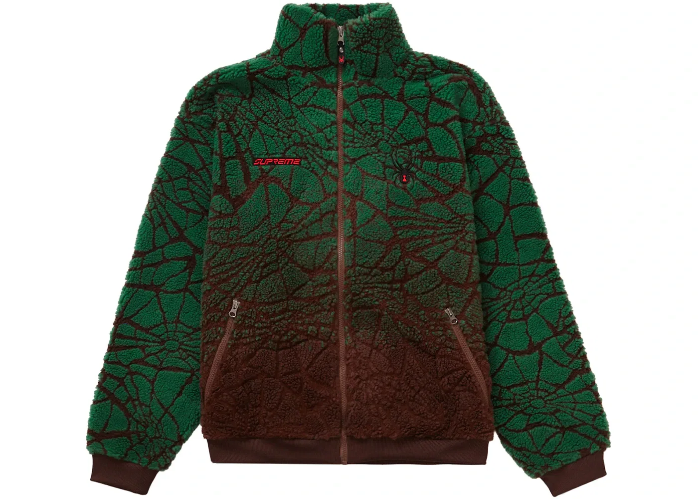Мужская куртка из флиса с принтом Supreme Spyder Web Jacket, Brown