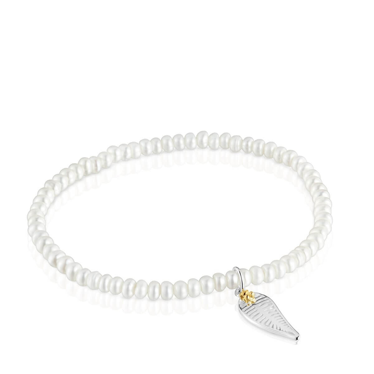 

Браслет Tous Yunque Elastic With Cultured Pearls And Two-Tone Charm, жемчуг