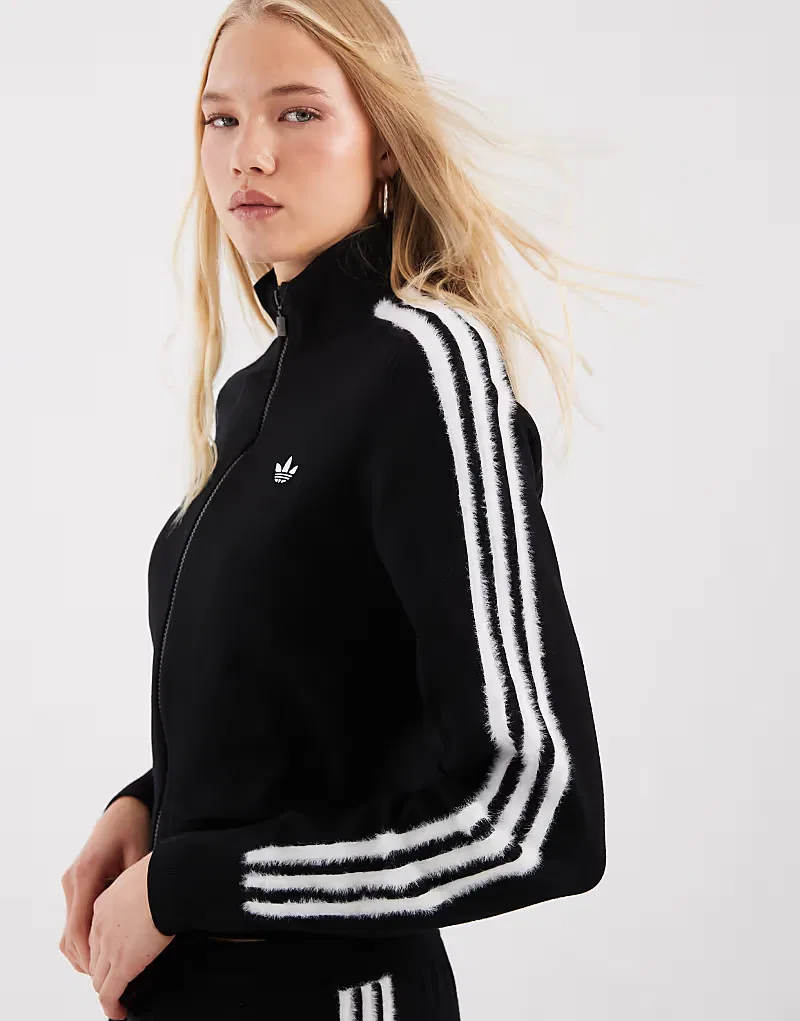Вязаная спортивная куртка Adidas Originals Firebird, черный