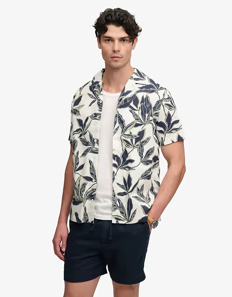 Рубашка Superdry Cabana с коротким рукавом для отдыха у бассейна, банановый лист (экрю)