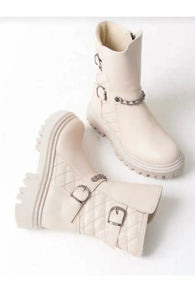 Детские ботинки для девочек с принтом Patik Bebe, Nude Color — фото 4