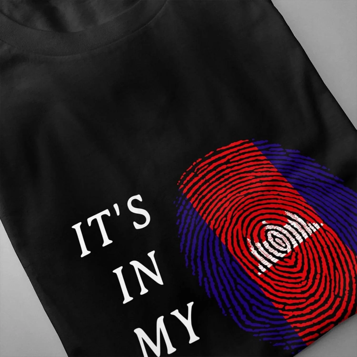 Мужская футболка с принтом It's in My Dna, Cotton, Regular Fit, Crew Neck, Short Sleeve, Black — фото 3