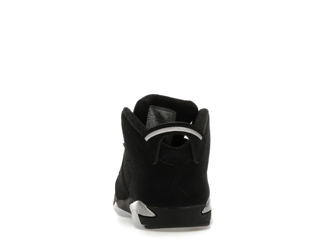 Детские кроссовки Lifestyle с верхом из нубука Jordan 6 Retro Chrome, Black/Black/Metallic Silver — фото 4