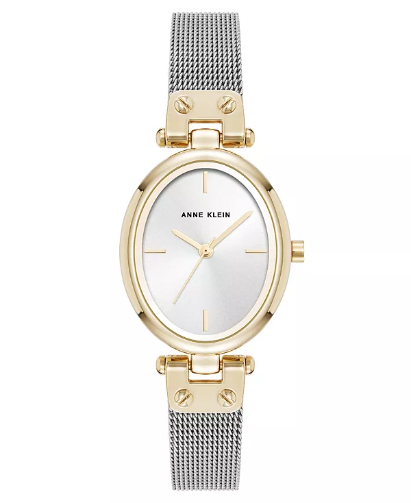 

Женские кварцевые часы Continental Oval с двухцветным сетчатым ремешком из нержавеющей стали, 26 мм Anne Klein, two-tone