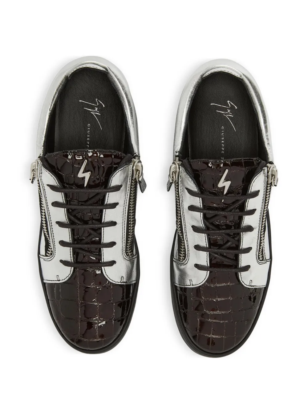 Кеды Frankie с тиснением под кожу крокодила Giuseppe Zanotti, серый — фото 4