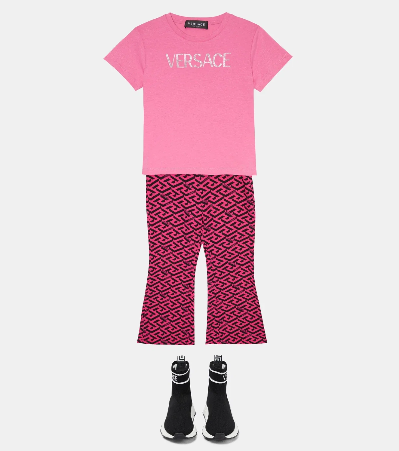 Брюки с принтом Greca Versace Kids, розовый — фото 2