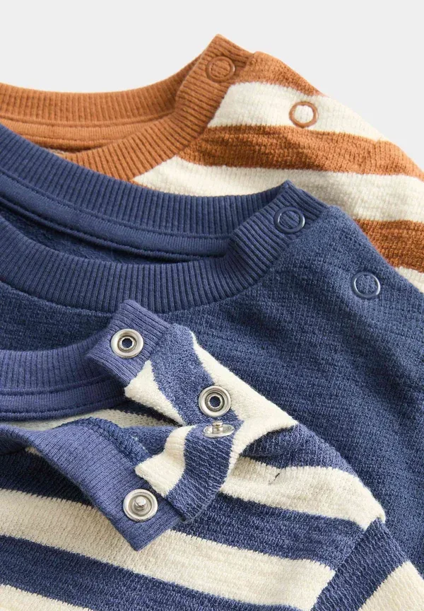 Комплект из 3 футболок с длинным рукавом, хлопок, Striped, Marks & Spencer Mix, синий — фото 2