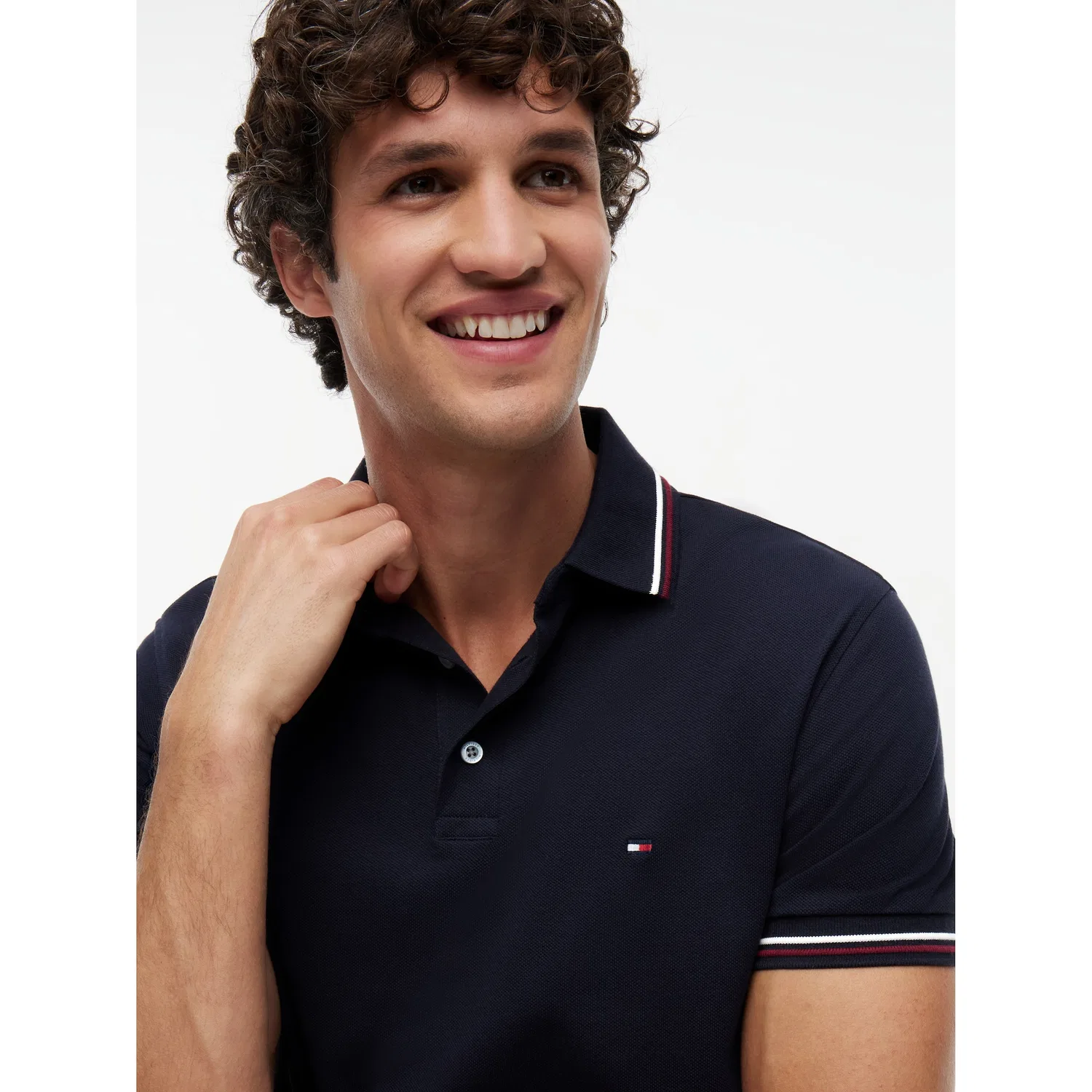 Мужское приталенное поло с контрастными деталями Tommy Hilfiger, Desert Sky — фото 3