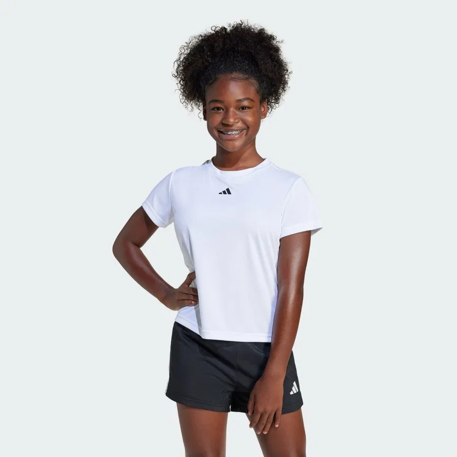 Детская футболка с длинным рукавом Train Essentials Regular Fit Logo Training Tee Kids adidas, Бело-черный