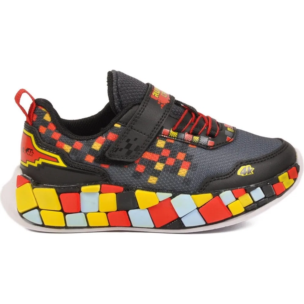 Детские кроссовки для мальчиков с подсветкой и липучками, Black Red Yellow 1030 P Ruffon — фото 2