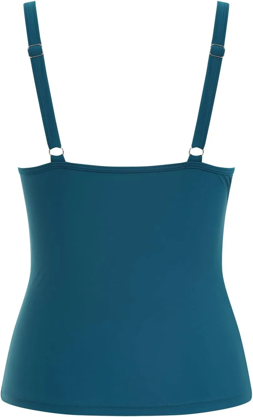 Женский танкини с V-образным вырезом, ruched, Black/Blue — фото 4